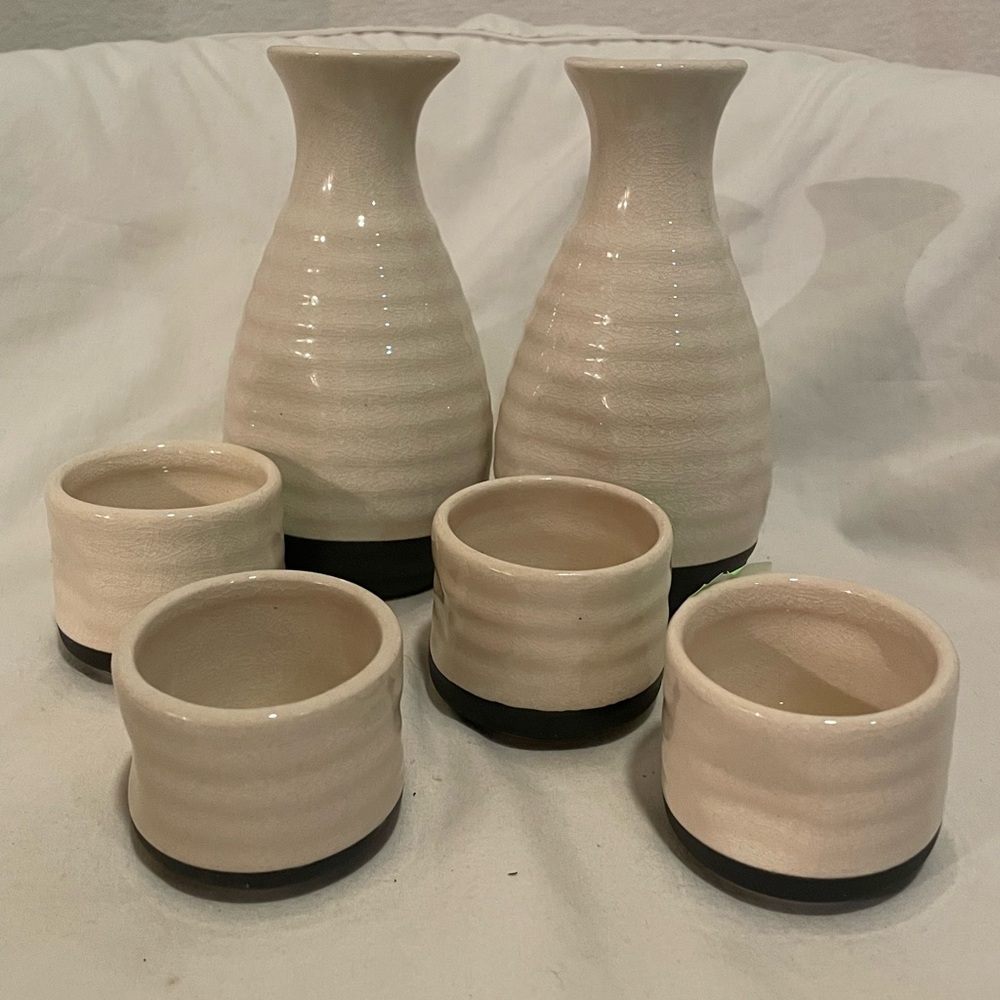 Elegant Cream Ceramic Sake Set
